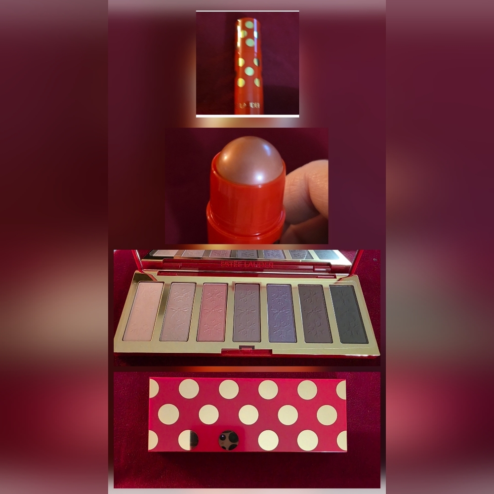 New Estee Lauder Polka Dot Collection Eyeshadow Palette And Blush Stick Bundle